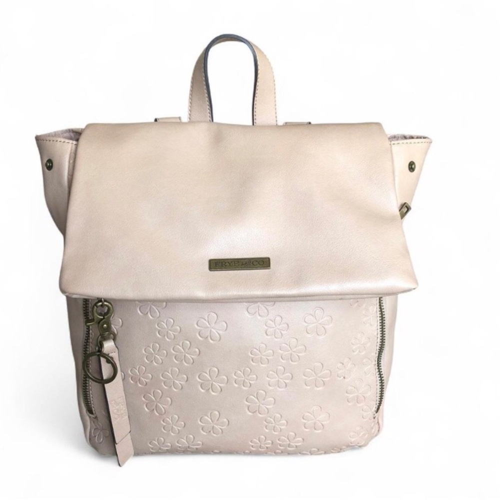 Frye And Co Purse Taupe Fold Over Backpack Purse EUC